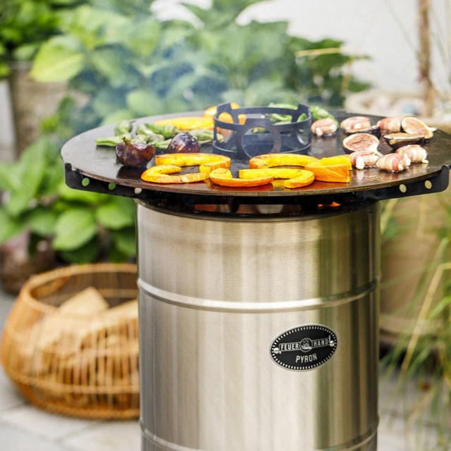 SET Caminetto da giarino in acciaio inox + PIASTRA / Fornello 