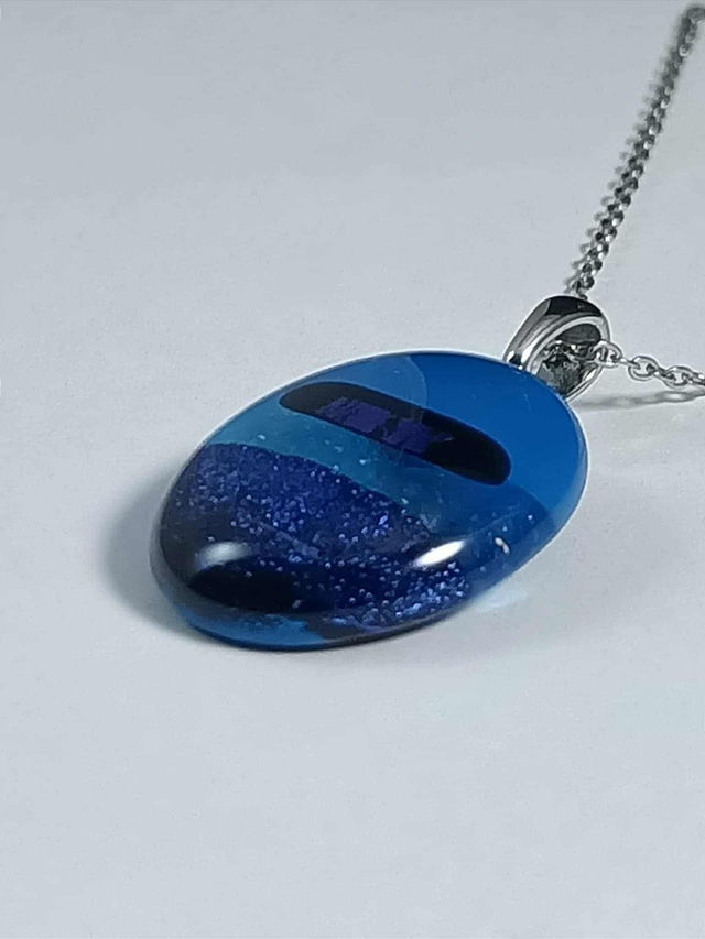 Collier Verre Fusing - Verre Dichroïque bleu