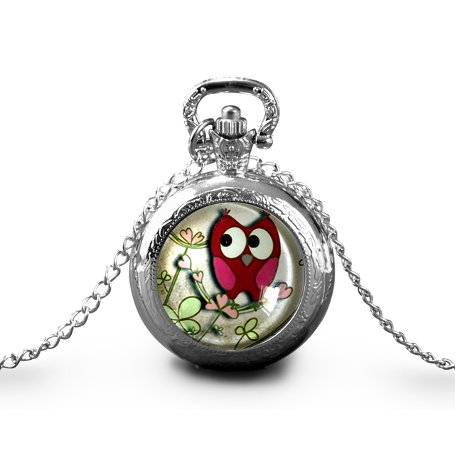 Montre à gousset « la chouette rose »