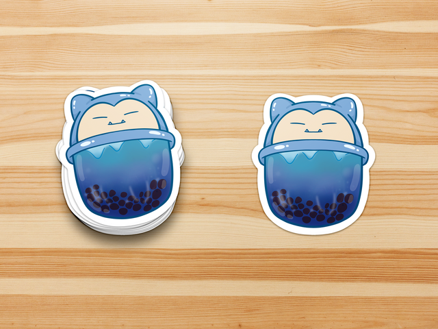 Cute Snorlax Boba Vinyl stickers