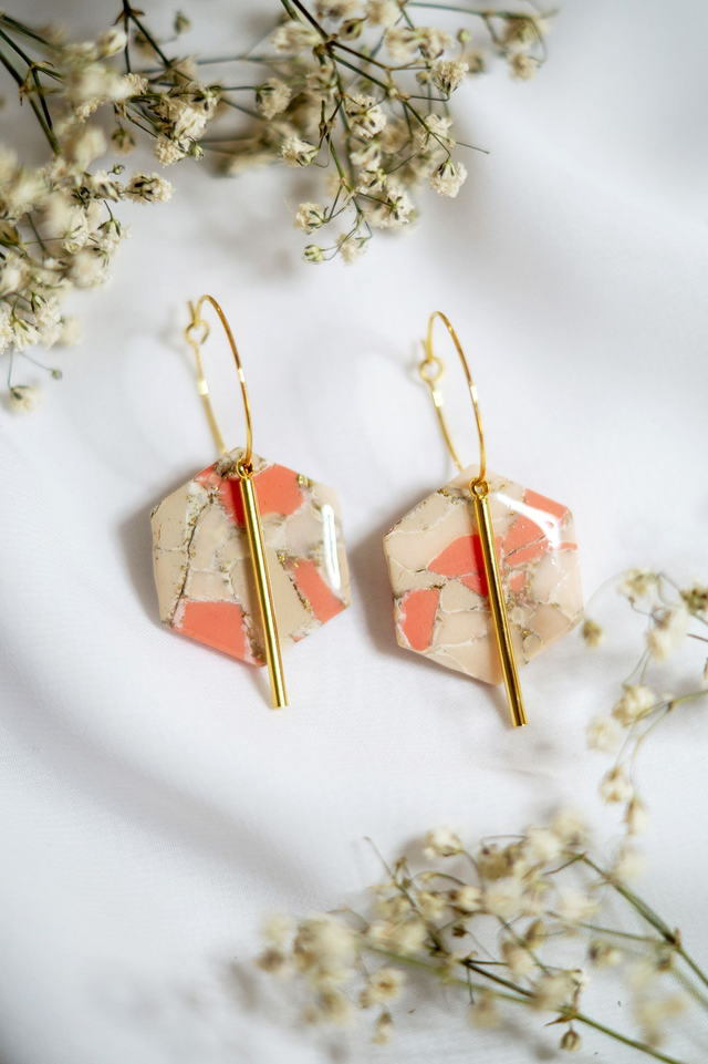 Coloris corail - Boucles Athéna