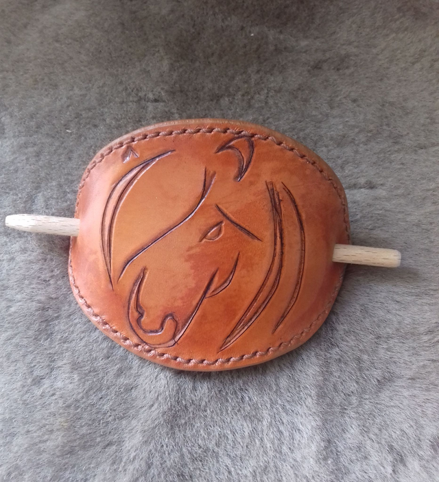  Barrette en  Cuir Cheval - Elan sauvage