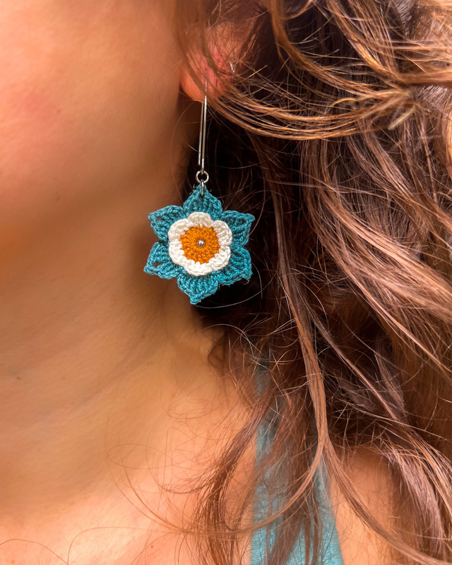 Boucles d’oreilles Anémones ~ M ~ Bijou en micro-crochet fait main