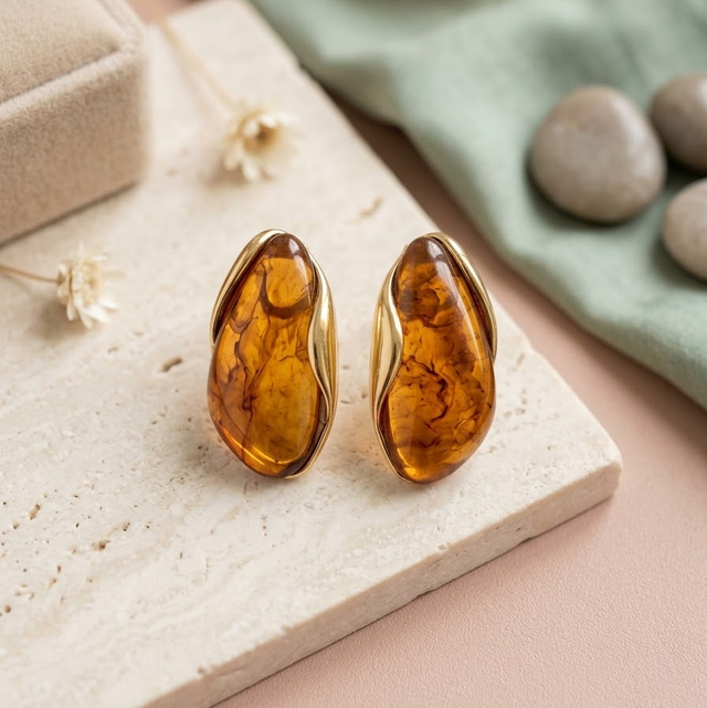 Orecchini Fluid Marrone e Oro