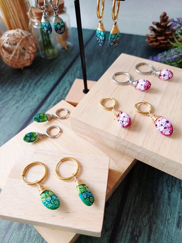 &quot;Équinoxe&quot; Lucioles d&#039;été dorées - boucles d&#039;oreilles graines de potimarron 