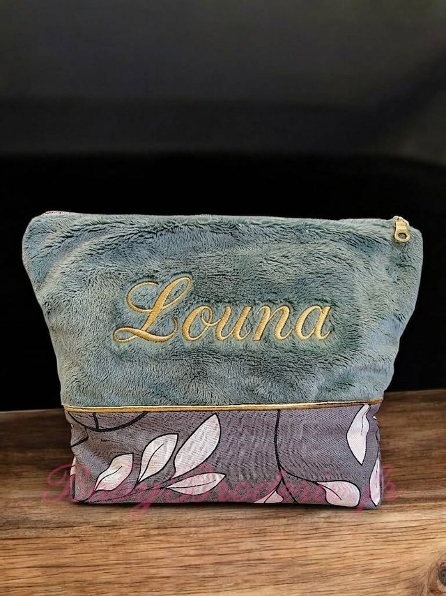 Trousse de toilette Vert d'eau et gris 