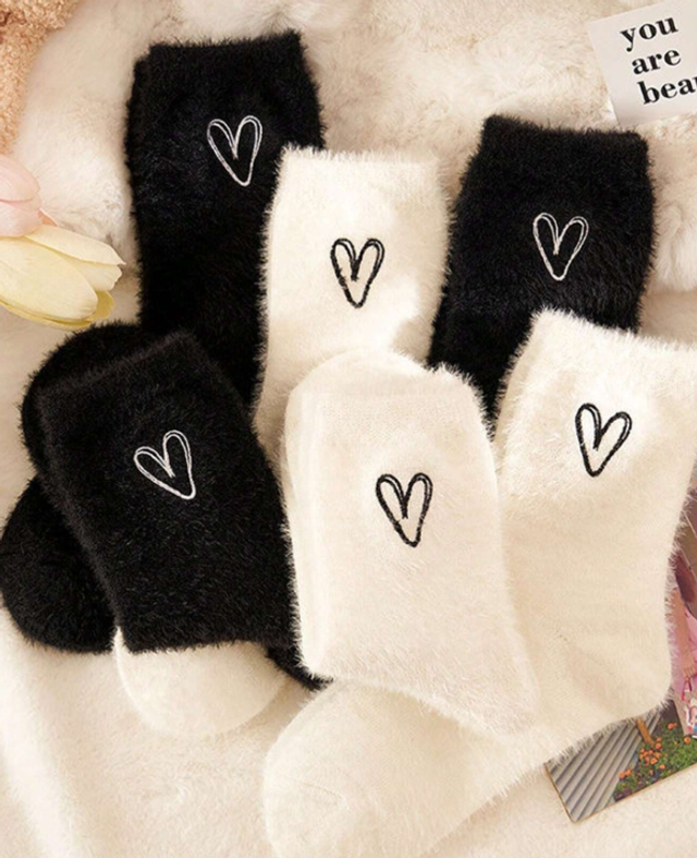 Fluffy Heart Socks
