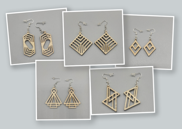 Boucles d'Oreilles - Rectangulaires Naturelles