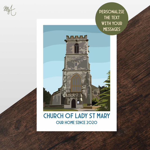 Church of Lady St Mary, Wareham, Travel Poster Print - Vintage Style Dorset Wall Art