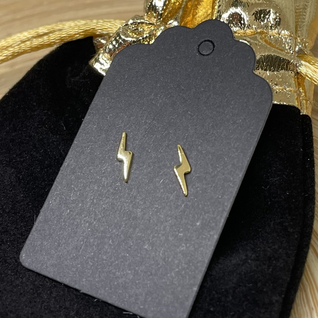 Lightening Bolt Simple Sterling Silver Stud Earrings 