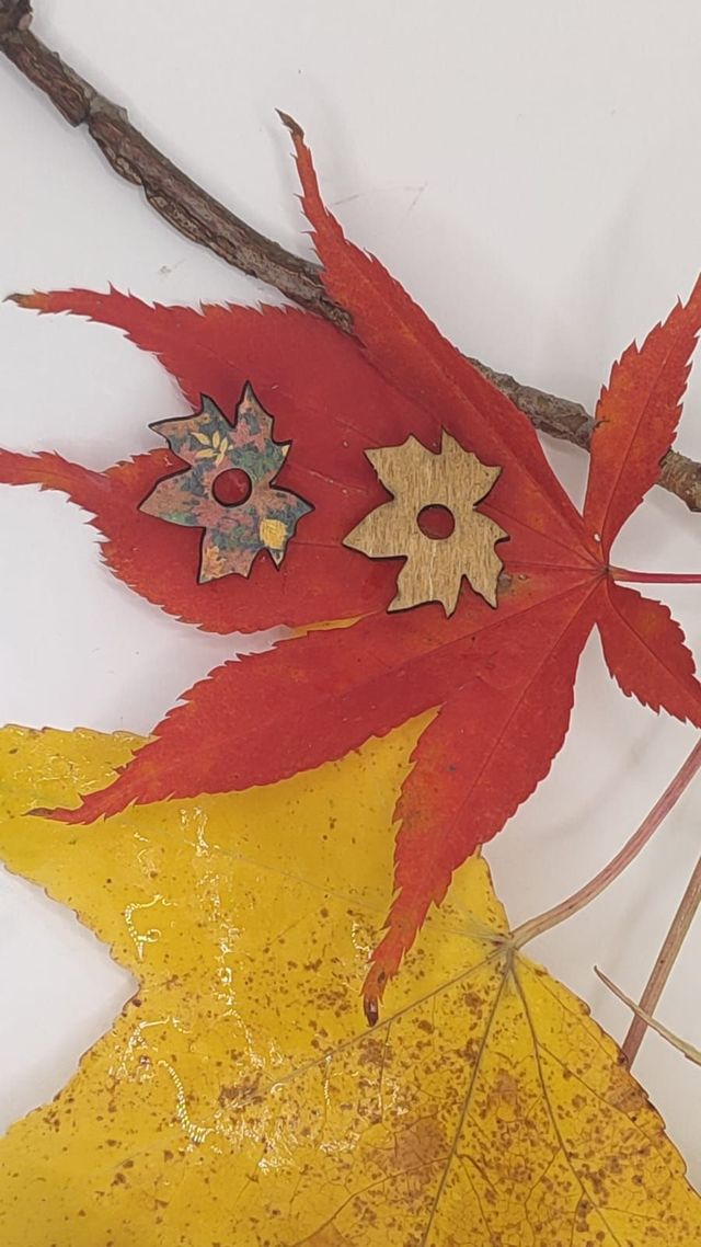 Boucles feuille de chêne double-face interchangeables