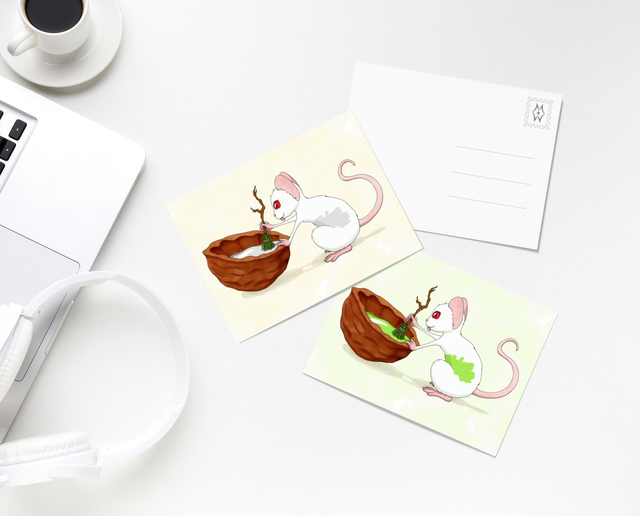 Carte postale d'une souris rigolote