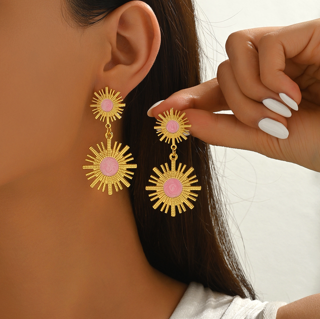 Boucles d’oreilles ANTIGA Rose | En acier inoxydable 