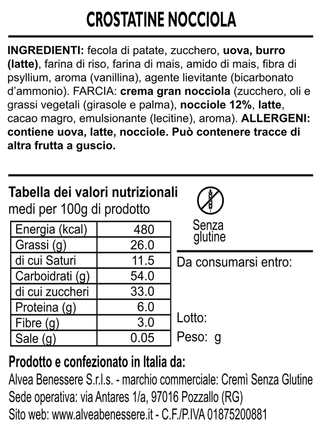 Crostatine Nocciola 130g (2pz)