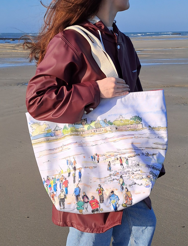 Sac de plage thème "Tatihou / Pêche à pied"