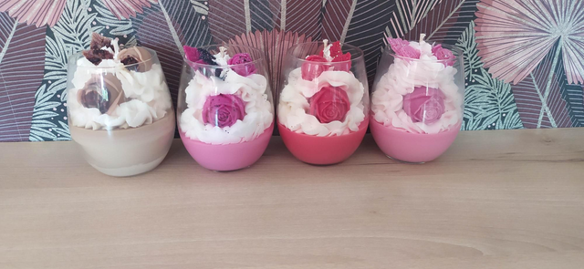 Bougie Rose et feuilles 