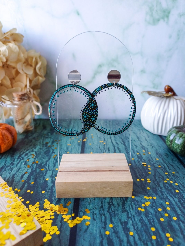 Collection Céleste - Boucles d'oreilles verres de lunettes - Nuance de Bleu 