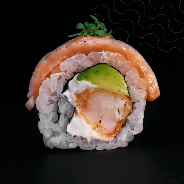 #8 Philadelphia with tataki salmon and tempura shrimp