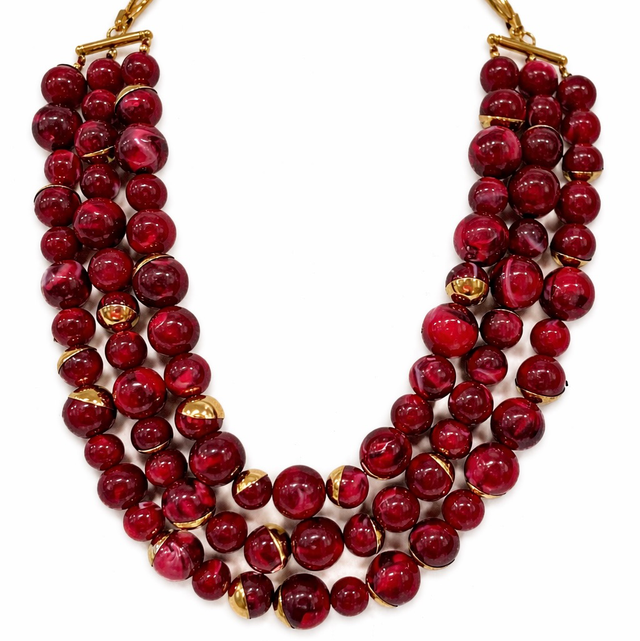 Collar acero esferas granate 