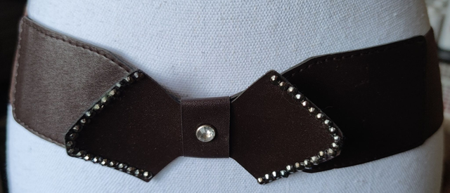 Ceinture élastique marron strass 80 cm 