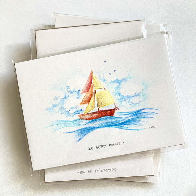 Vente d'originaux - A6 - Les p'tits bateaux