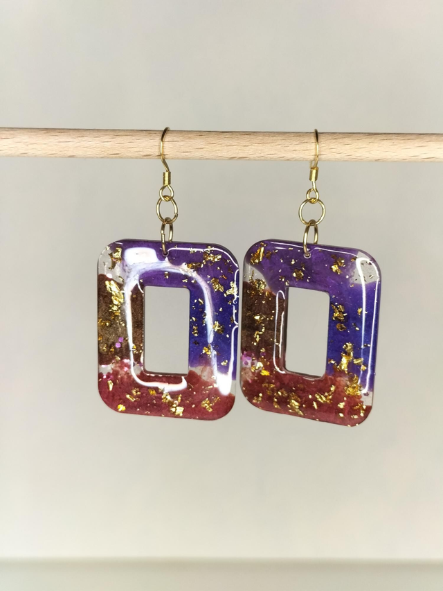 Boucles d'oreilles pendantes rectangulaires 