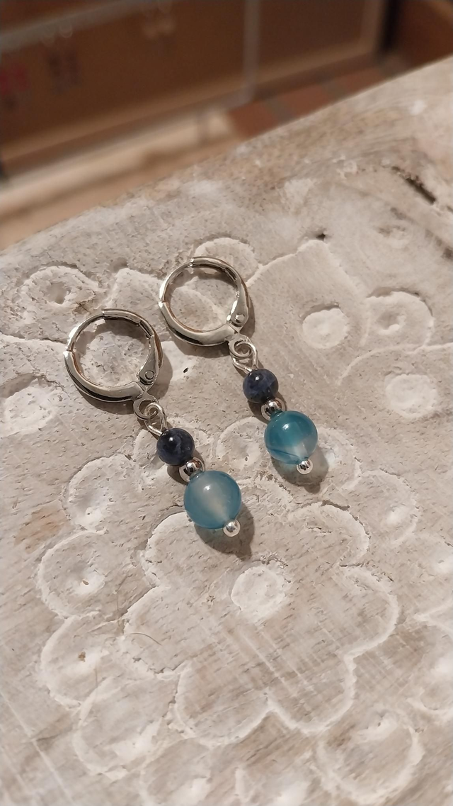 Boucles en Agathe et Sodalite
