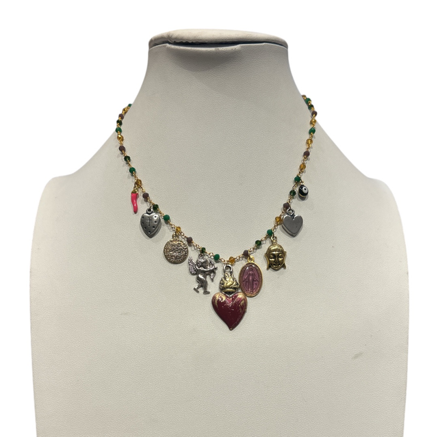 Collana multi charms bordeaux 25AF-16