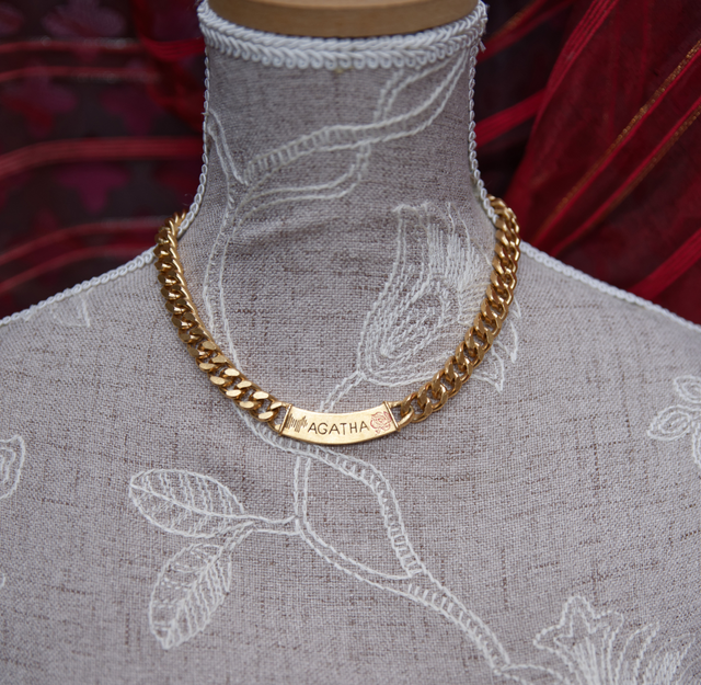 Collier mailles gourmettes doré Vintage Agatha (collector)