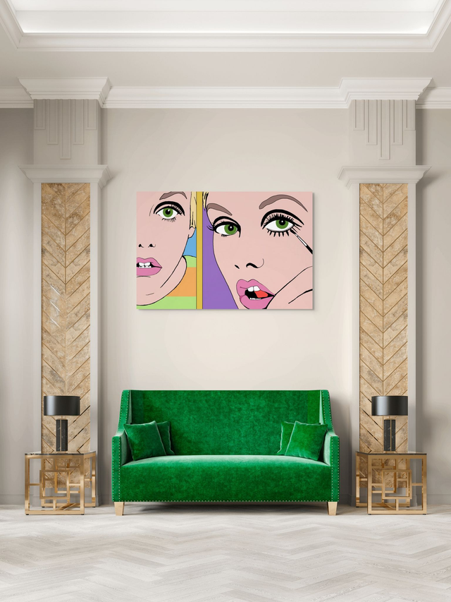 Canvas Wall Art, Supermodel Twiggy, Large Scale Graphical Colourful Artwork, Four Sizes, Part 1 of a Set of 3