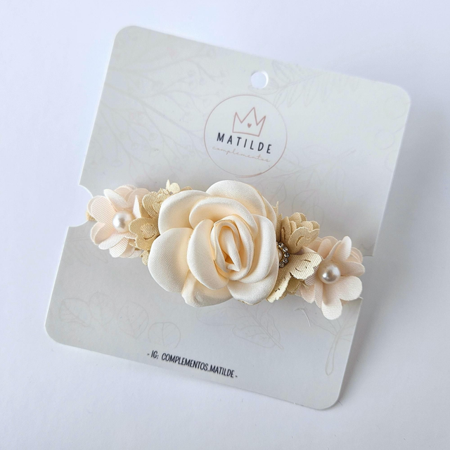 Cintillo Bebe - Beige - Rosa Central Crema