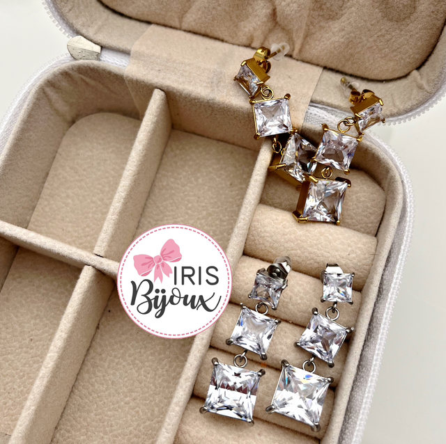 Orecchini pendenti zirconi a scala 