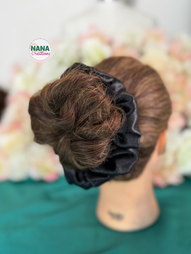 Chouchou Satin - Ébène – Fait main