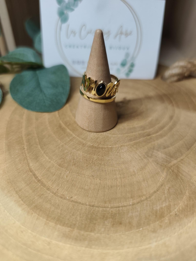 BAGUE ACIER INOXY "AMOUR" GOLD/ AJUSTABLE 0000912