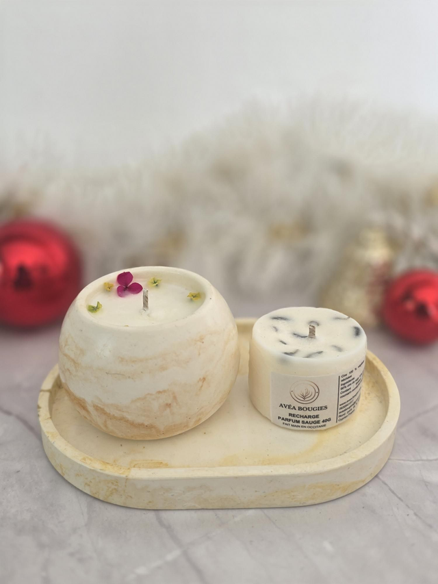 Composition bougie &amp; recharge sur plateau