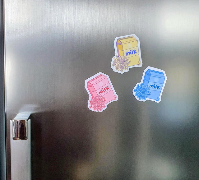 Set of 3 Milk carton fridge magnets