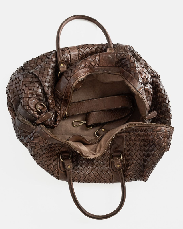 Borsone in pelle intrecciata