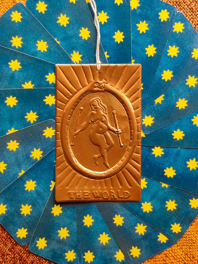 XXI The World // Copper Tarot Card Decoration