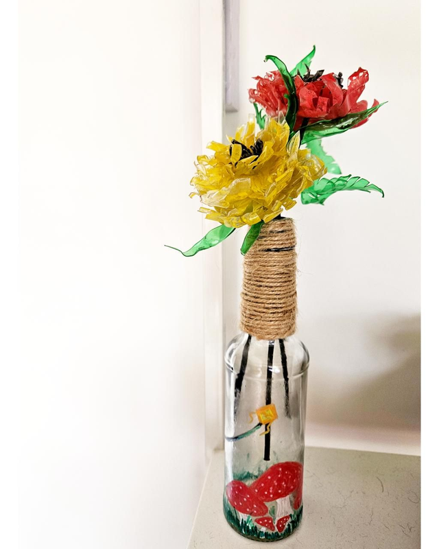 Flowers Diffuser Bottles Glass Fragrance Containers Handpaint ECO Handmade