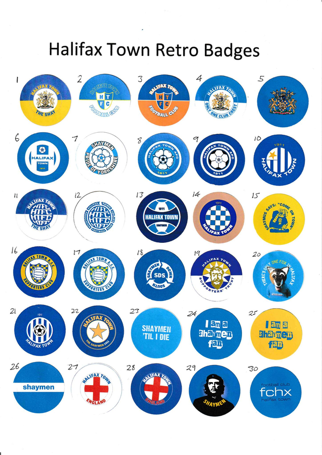 Halifax Town Retro Button Badges
