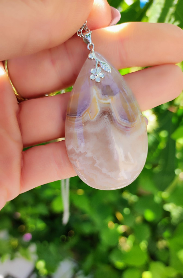 Pendentif Agate inclusion Améthyste