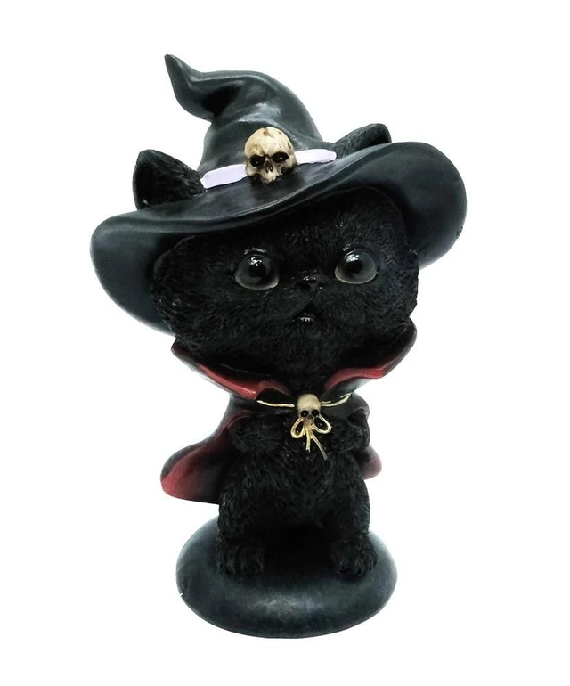 Black Witch Cat with Skull.