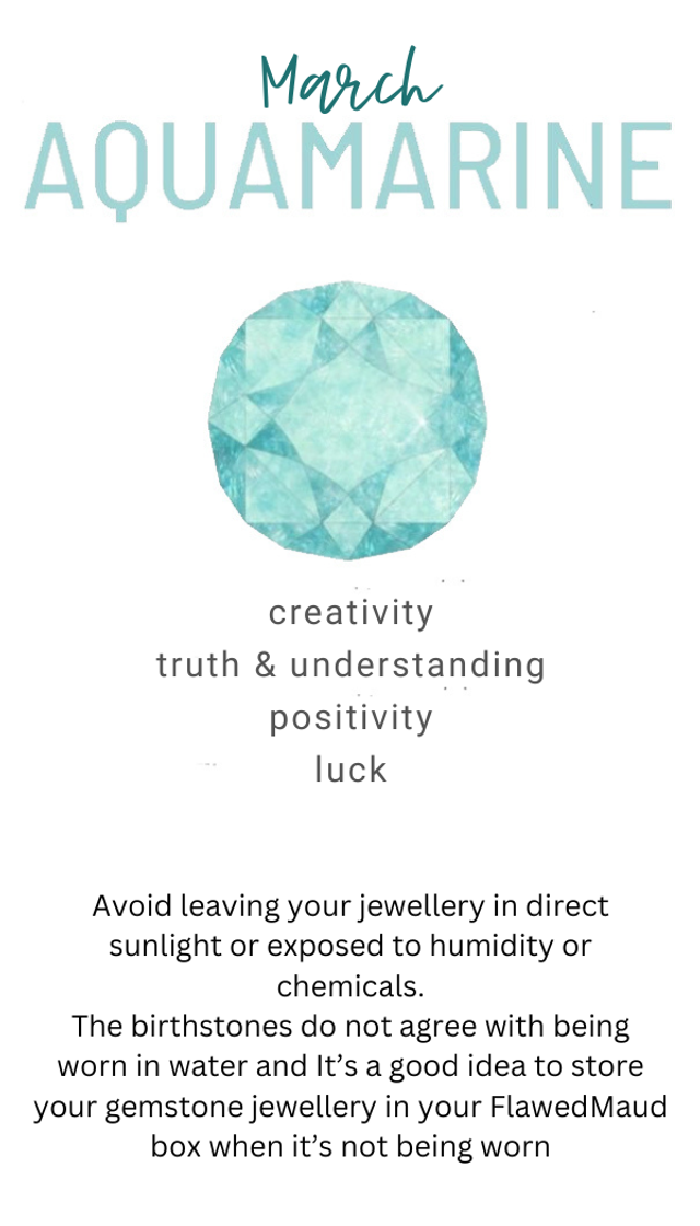 March - Aquamarine birthstone necklace - raw & wrapped with sterling silver