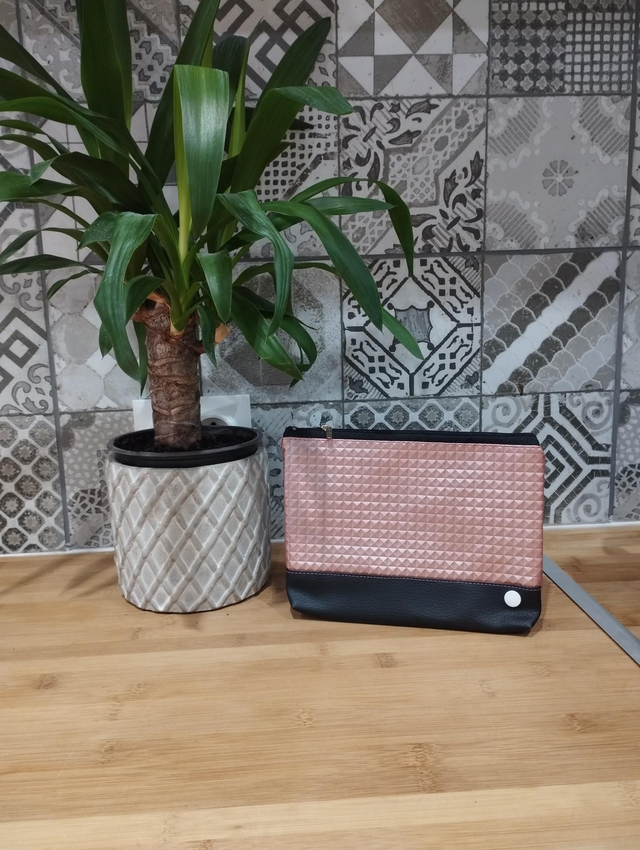 Trousse / pochette à zip bicolore fait-main 