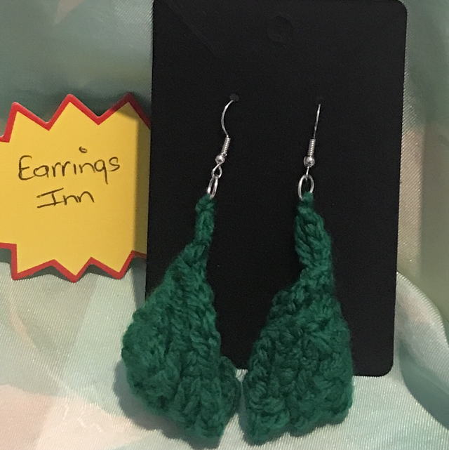 Green Plain Crochet Dangling Earrings - PCOD01