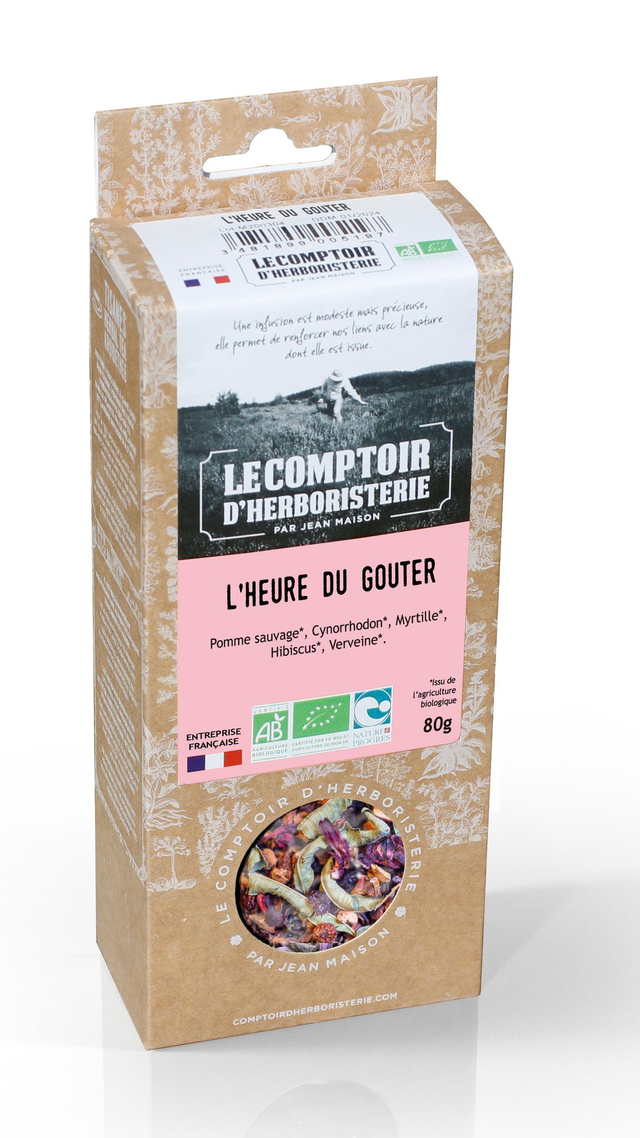 Tisane "l'heure du goûter" bio 80g - esprit d'enfance VRAC - le comptoir d'herboristerie