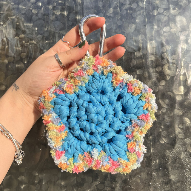 Bright Blue and Rainbow T-shirt Star Carabiner