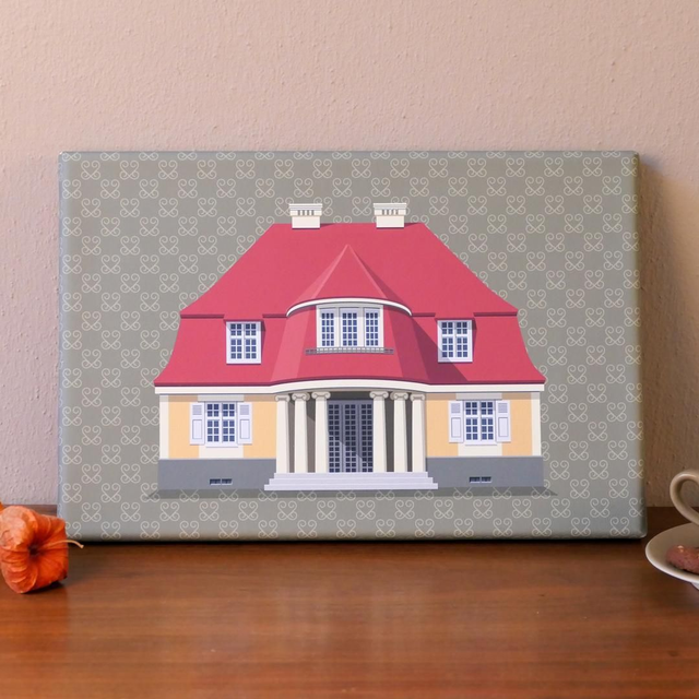 Wandbild &quot;Musterhaus am Fluss&quot;