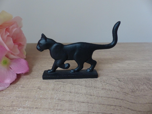Figurine Miniature Chat Noir en Fonte – Franklin Mint 1986 – Cabinet de Curiosités – Collection Vintage Métal – Art Populaire