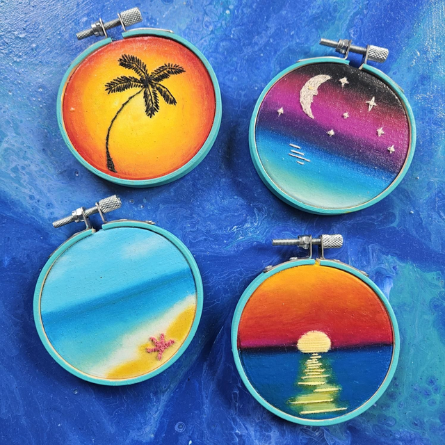 &quot;Beachy&quot; embroidered art hoop